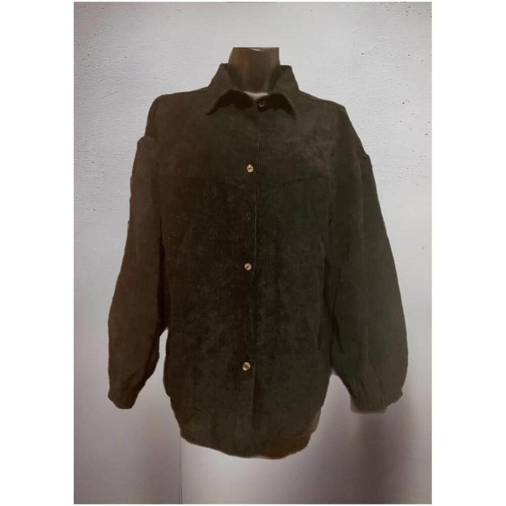 Cozy Black Corduroy Overshirt- Medium-New (0017)
